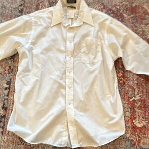 Puritan Men's White Dress Shirt L 16-16.5 32-33 Wrinkle Resistant Cotton Blend